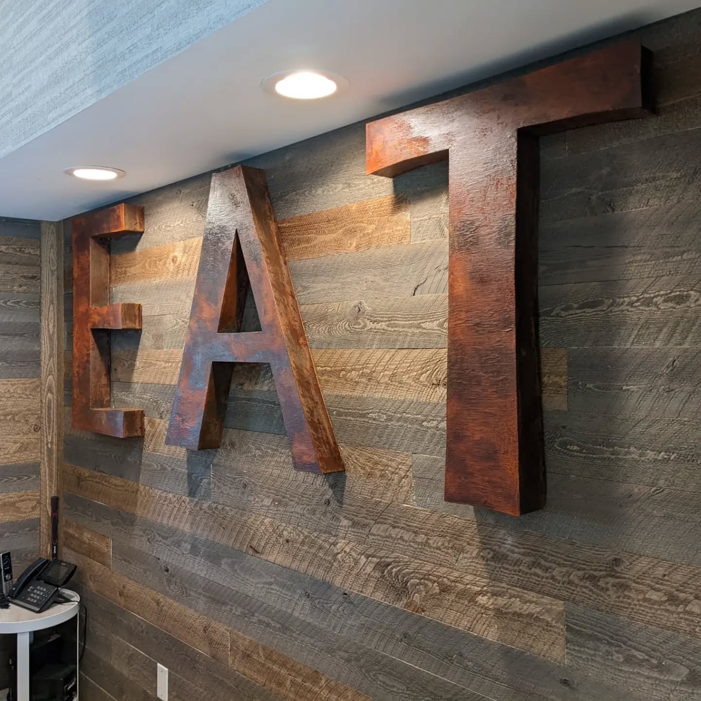 Rust painted dimensional sign for @fusionsignanddesign. Installed at the Green Valley Smokehouse and Oyster Bar. Aluminum letters painted with @modernmastersinc rust paint.

#bartonsignfab #coloradosigncompany #buildingourlegacy #smallbusiness #signfabrication #signinstallation #makermatt #familybusiness #makersgonnamake
